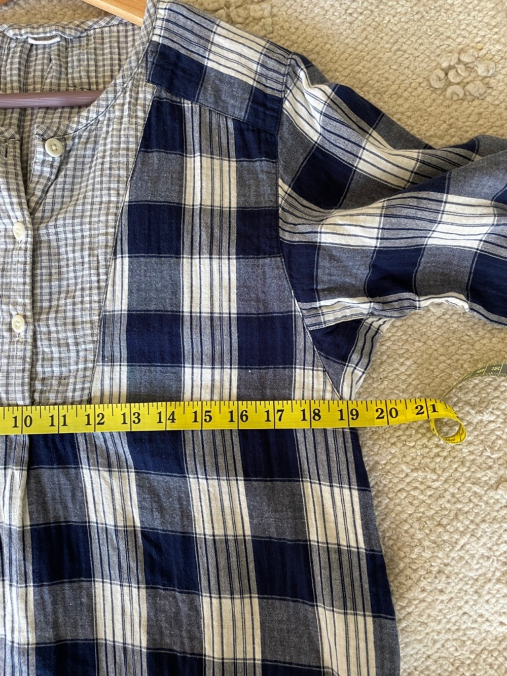 Toast UK Navy plaid cotton dress size medium. - Picture 5 of 8